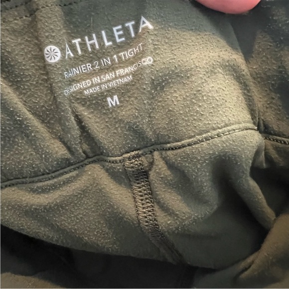 Athleta 2-in-1 Running Tights Skirt Leggings Green Medium Athletic Workout - Picture 4 of 5